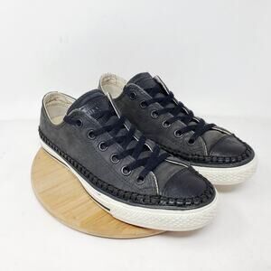 Converse John Varvatos Shoes Mens 7.5 Black Leather Sneakers Lace Up All Star